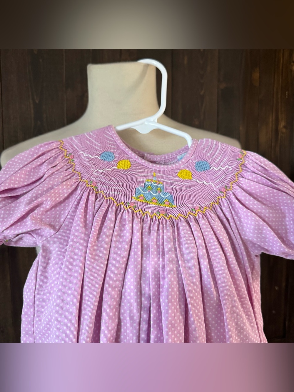 Girls Remeber Nguyen Happy Birthday Smocked Dress Pink Polka Dot 18 Months